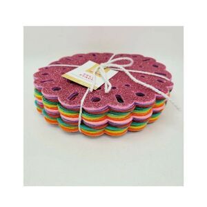 Hand Made Modern 16 Count 6” Felt Lace Assorted Glitter & Solid Colors Stack New